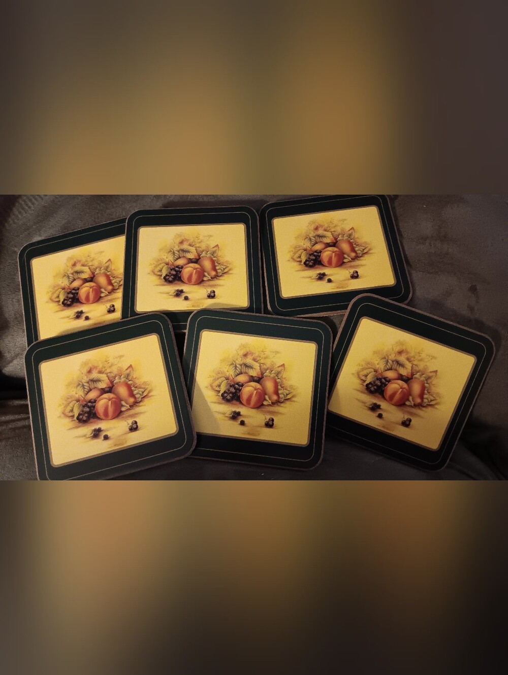 Autumn Harvest Ceramic Coaster Set - Yellow and Black